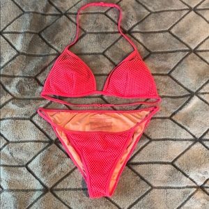 Pink VS mesh bikini